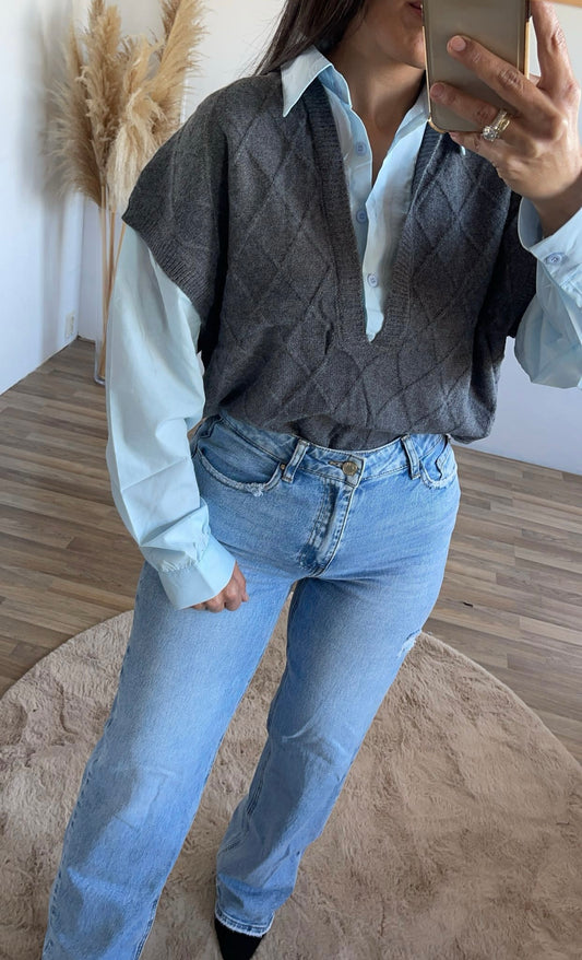 Azra Spencer Blouse Grey