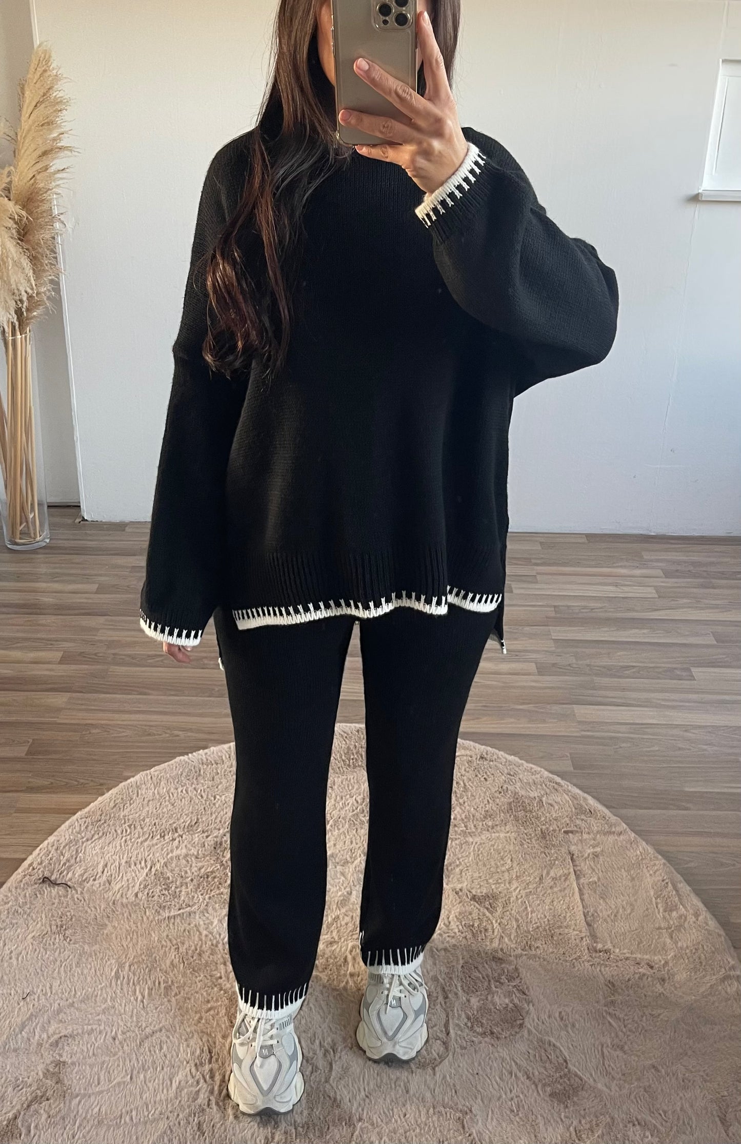 Ines gebreide pak Zwart