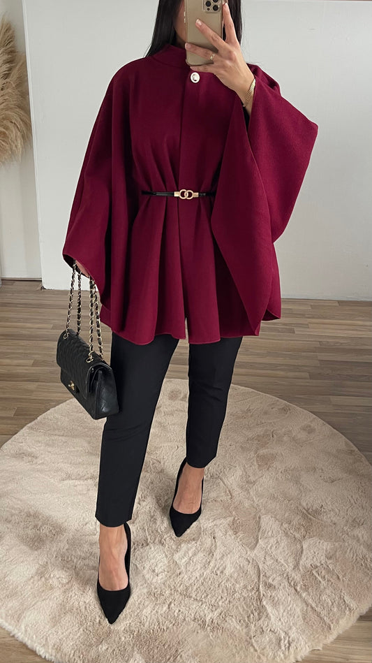 Amira Poncho Jacket Burgundy