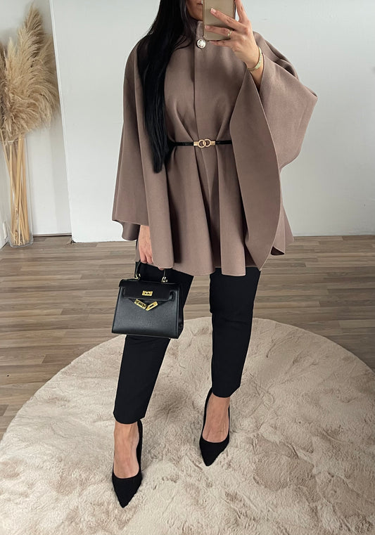 Amira Poncho Jacket Taupe